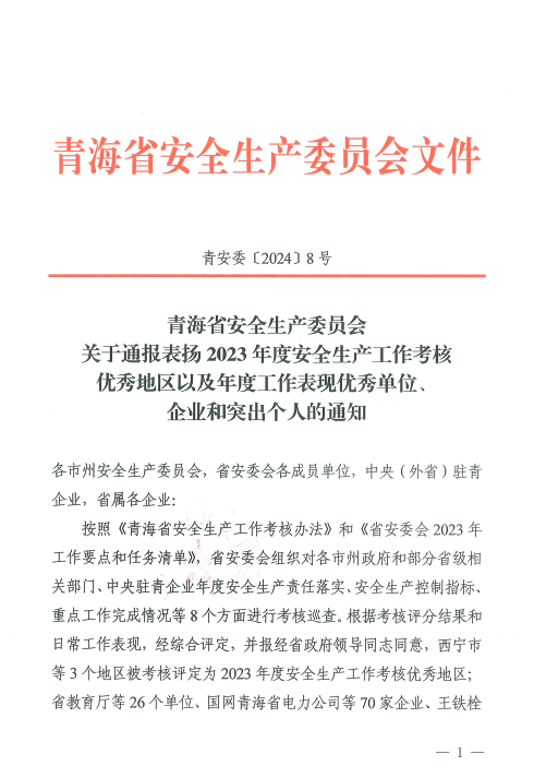 喜報(bào)！2023年度安全生產(chǎn)工作優(yōu)秀企業(yè)和突出個(gè)人名單揭曉！